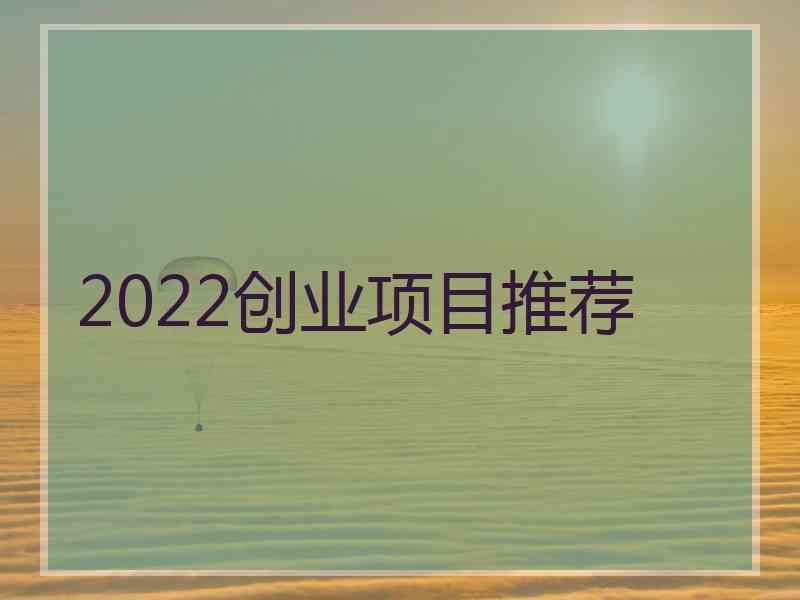 2022创业项目推荐