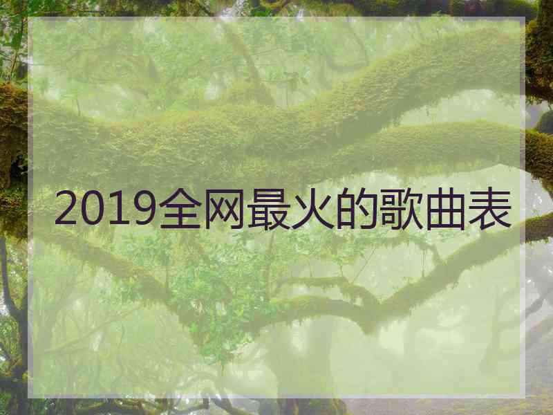 2019全网最火的歌曲表