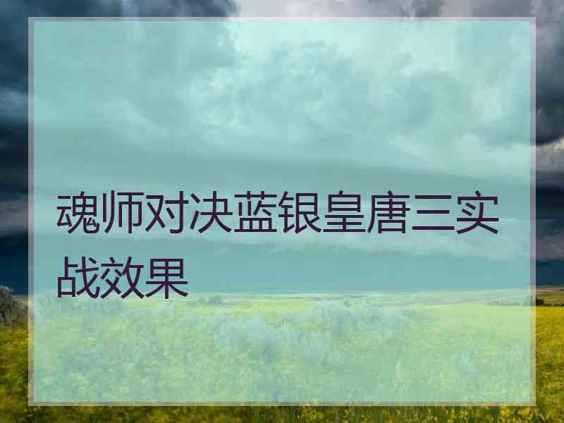 魂师对决蓝银皇唐三实战效果