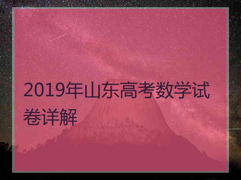 2019年山东高考数学试卷详解