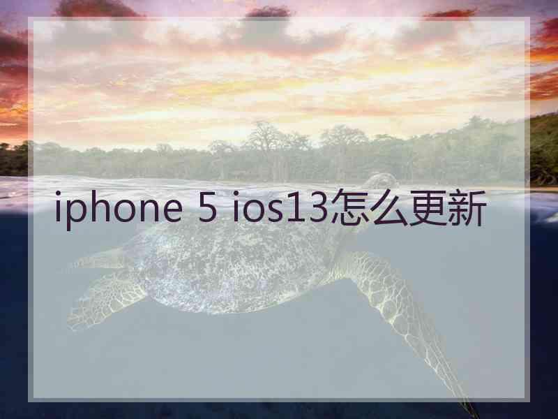 iphone 5 ios13怎么更新