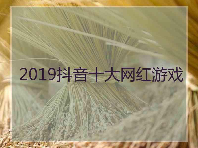 2019抖音十大网红游戏