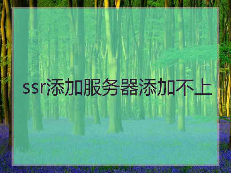 ssr添加服务器添加不上