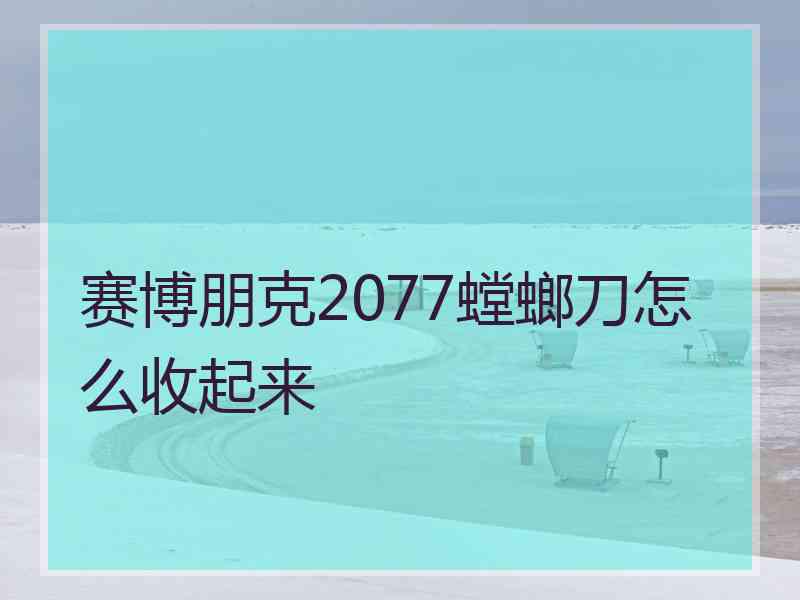 赛博朋克2077螳螂刀怎么收起来