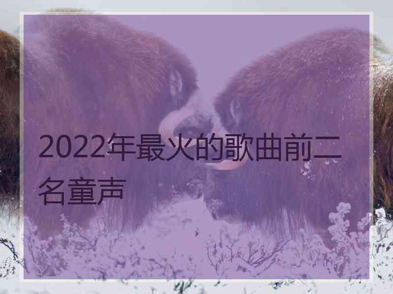 2022年最火的歌曲前二名童声