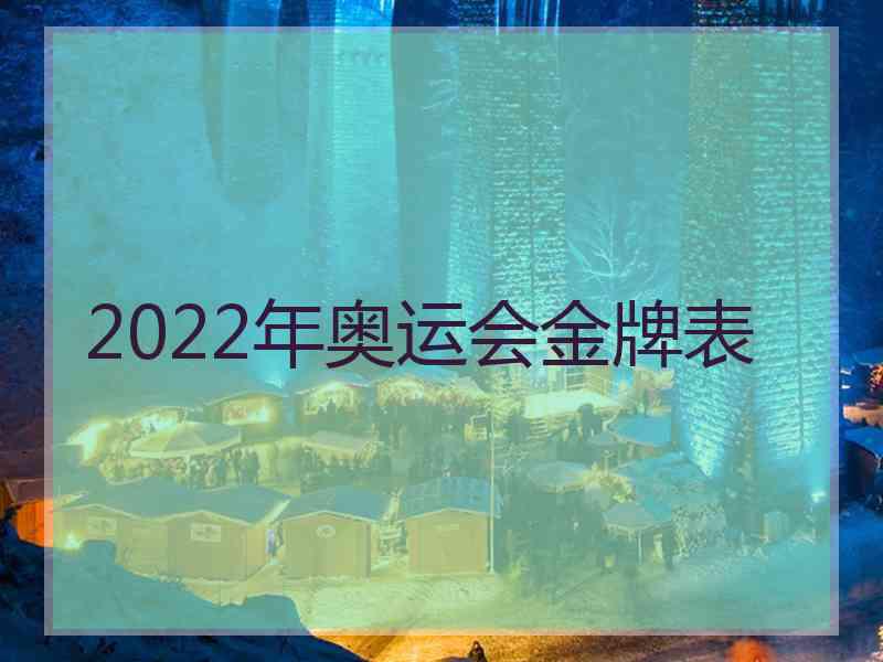 2022年奥运会金牌表