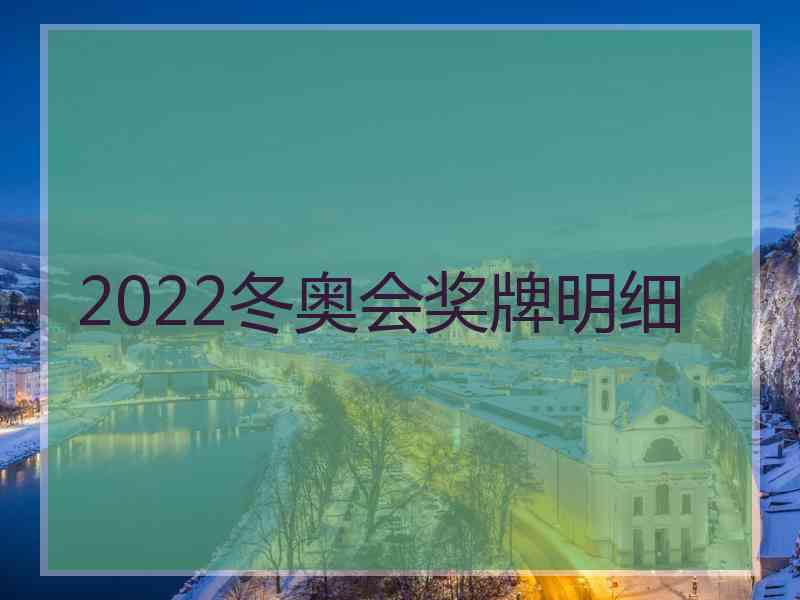 2022冬奥会奖牌明细