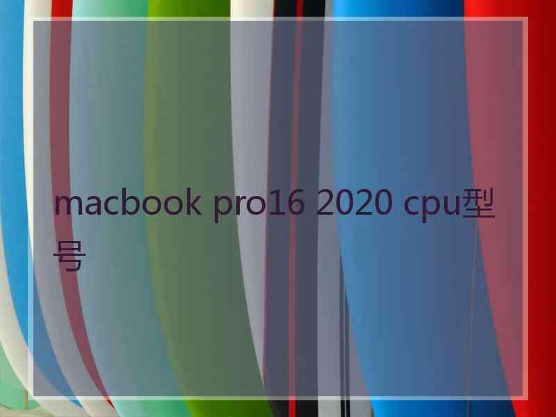 macbook pro16 2020 cpu型号