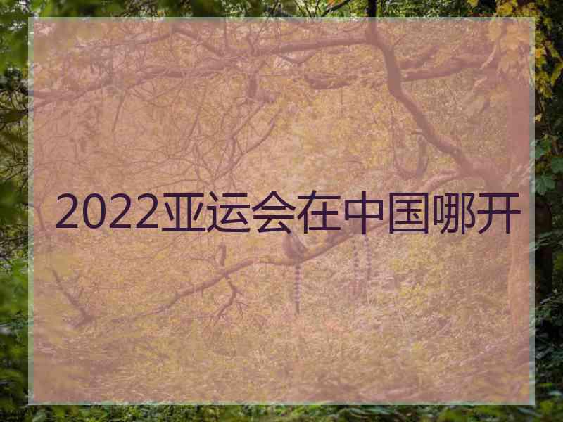 2022亚运会在中国哪开