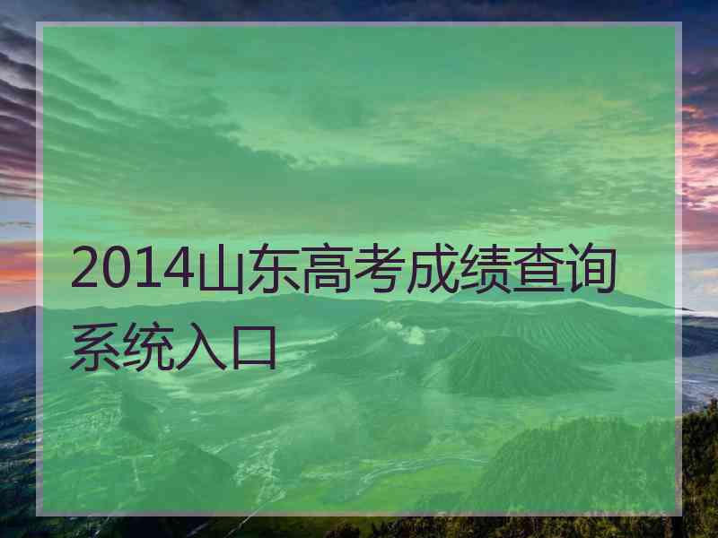 2014山东高考成绩查询系统入口