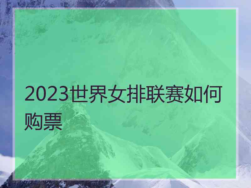 2023世界女排联赛如何购票