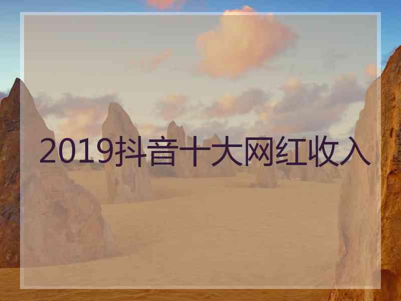 2019抖音十大网红收入