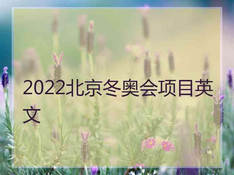 2022北京冬奥会项目英文