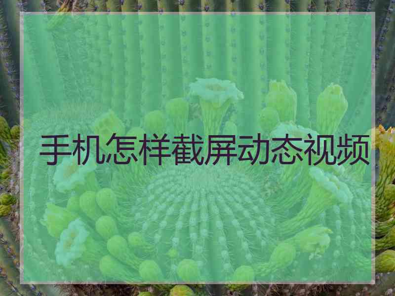 手机怎样截屏动态视频