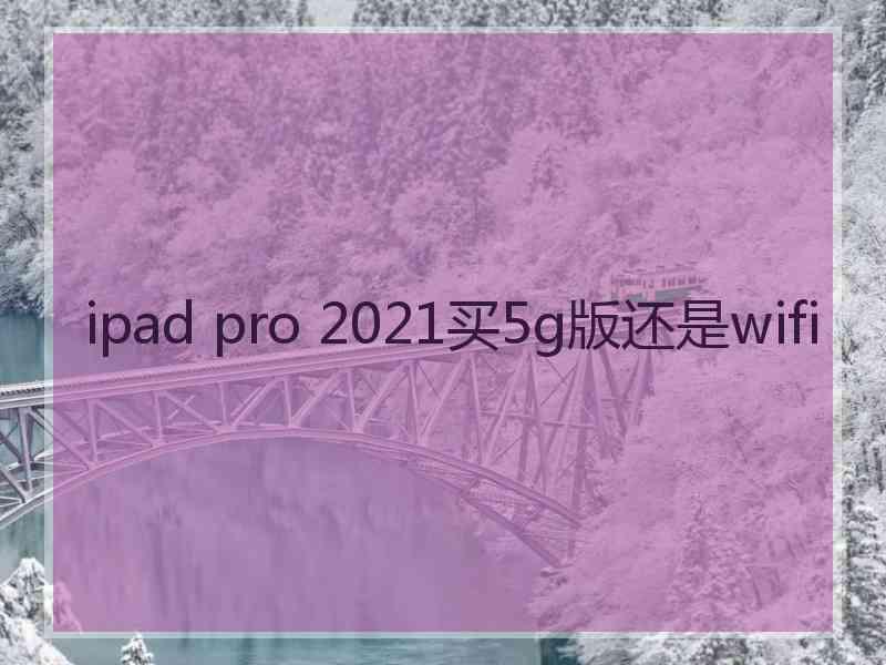 ipad pro 2021买5g版还是wifi