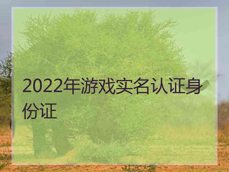 2022年游戏实名认证身份证