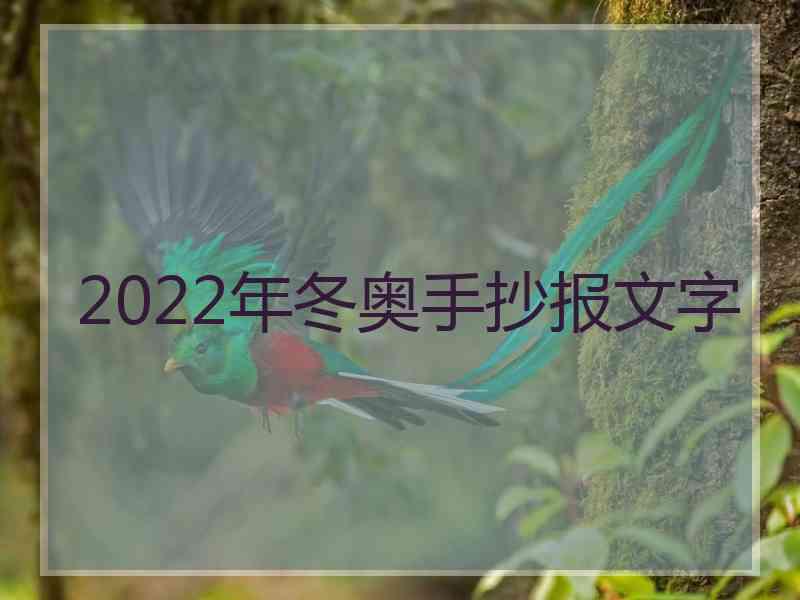 2022年冬奥手抄报文字