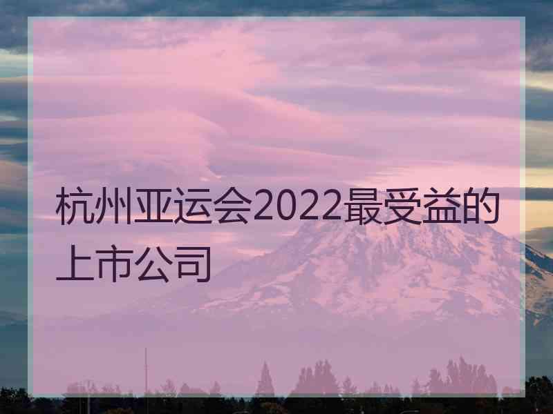 杭州亚运会2022最受益的上市公司