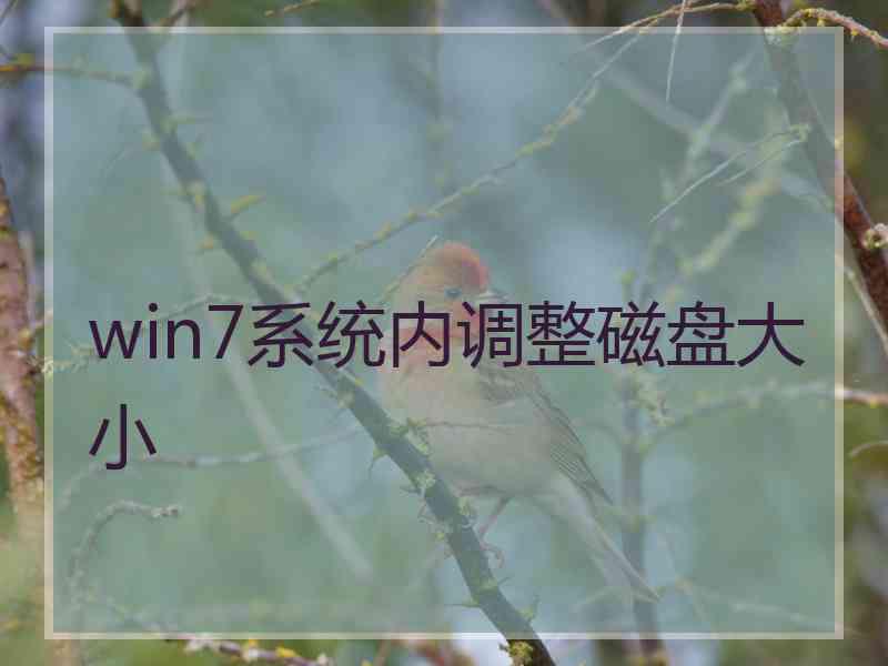 win7系统内调整磁盘大小