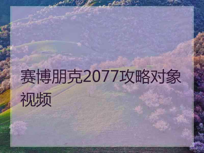 赛博朋克2077攻略对象视频