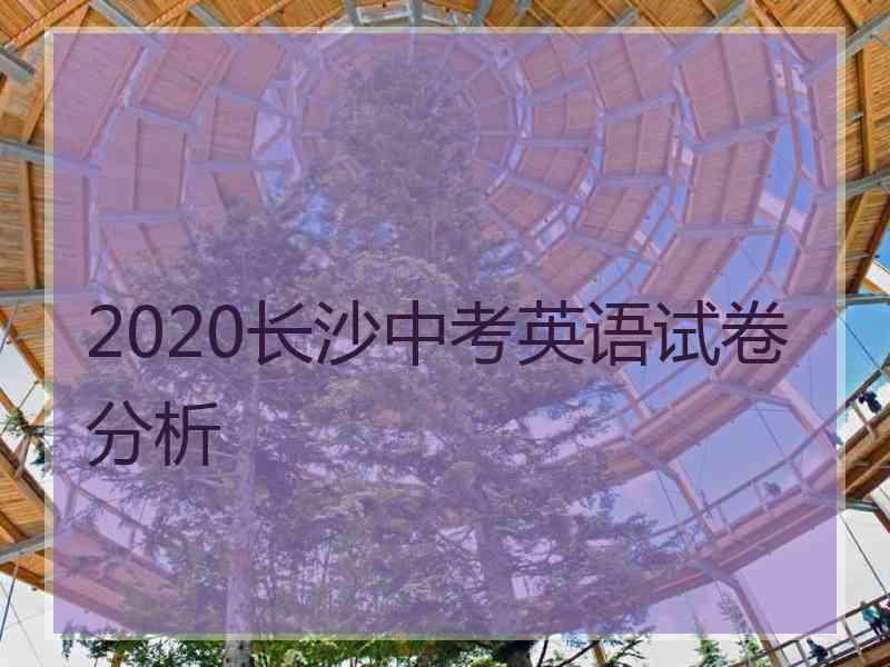 2020长沙中考英语试卷分析