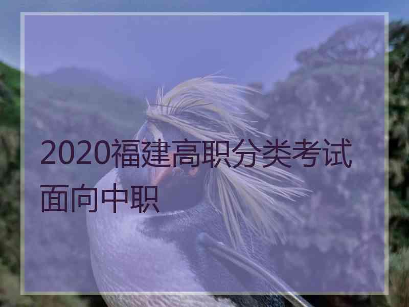 2020福建高职分类考试面向中职