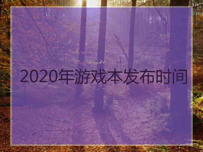 2020年游戏本发布时间