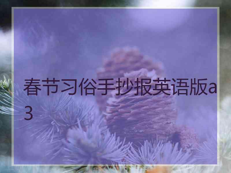 春节习俗手抄报英语版a3