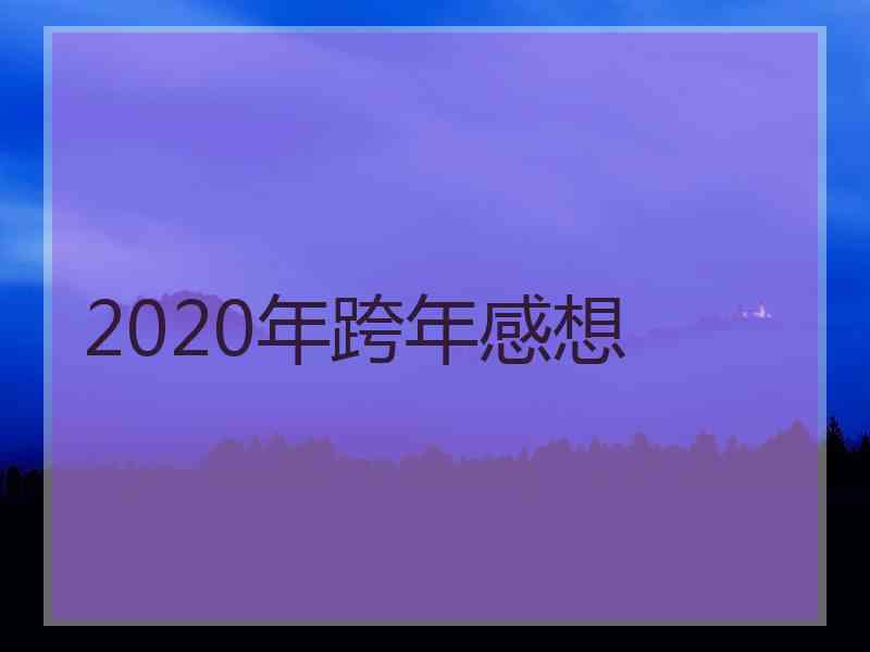 2020年跨年感想