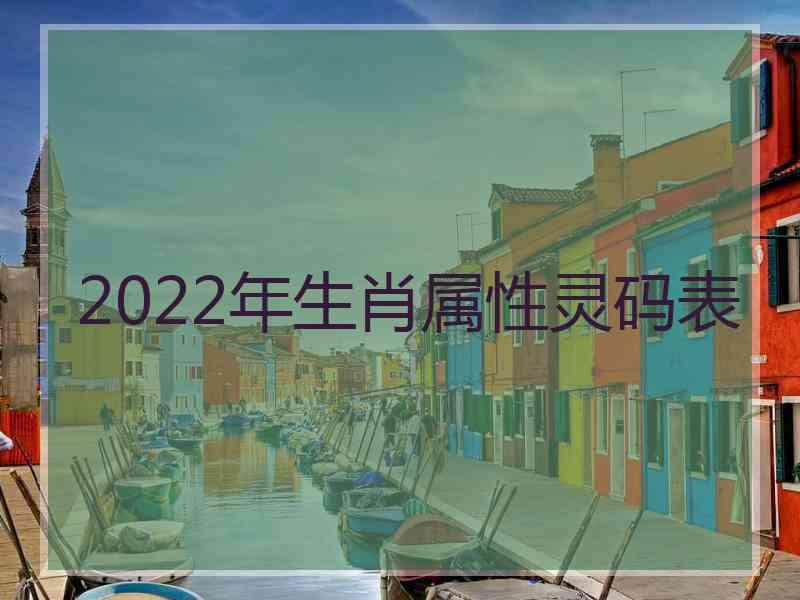 2022年生肖属性灵码表