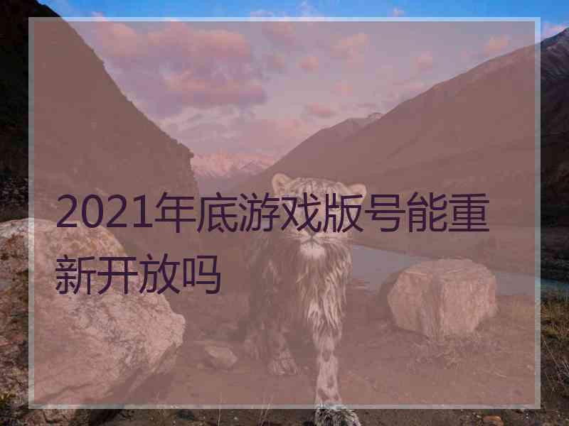 2021年底游戏版号能重新开放吗