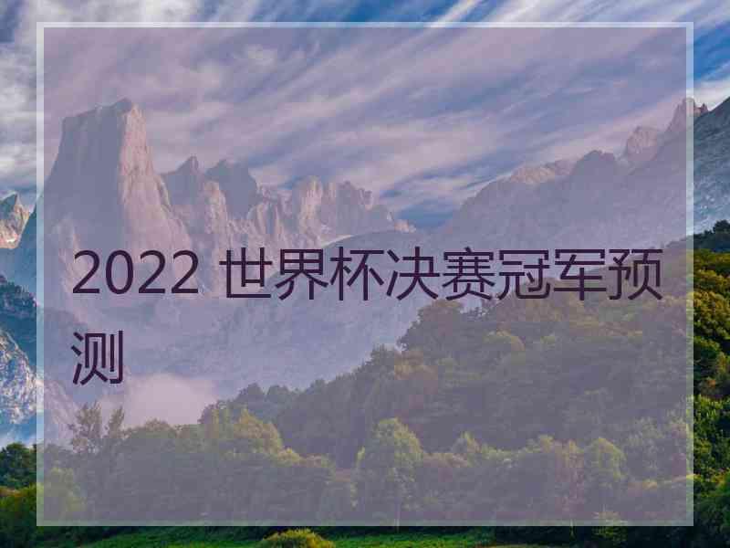 2022 世界杯决赛冠军预测