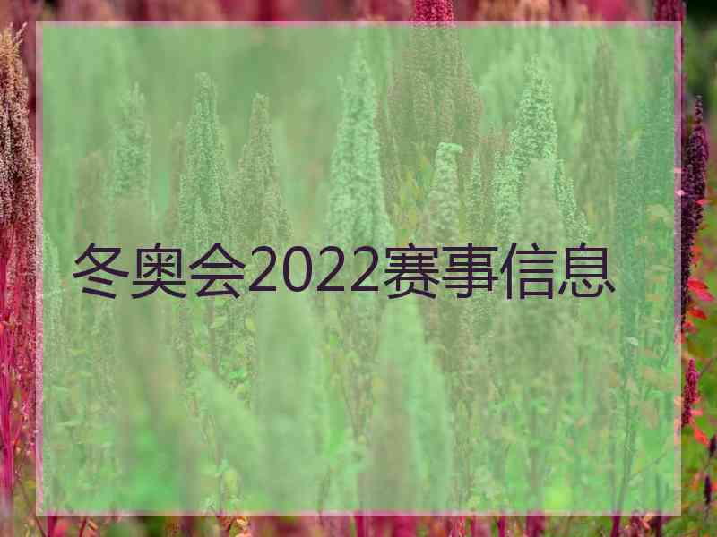 冬奥会2022赛事信息