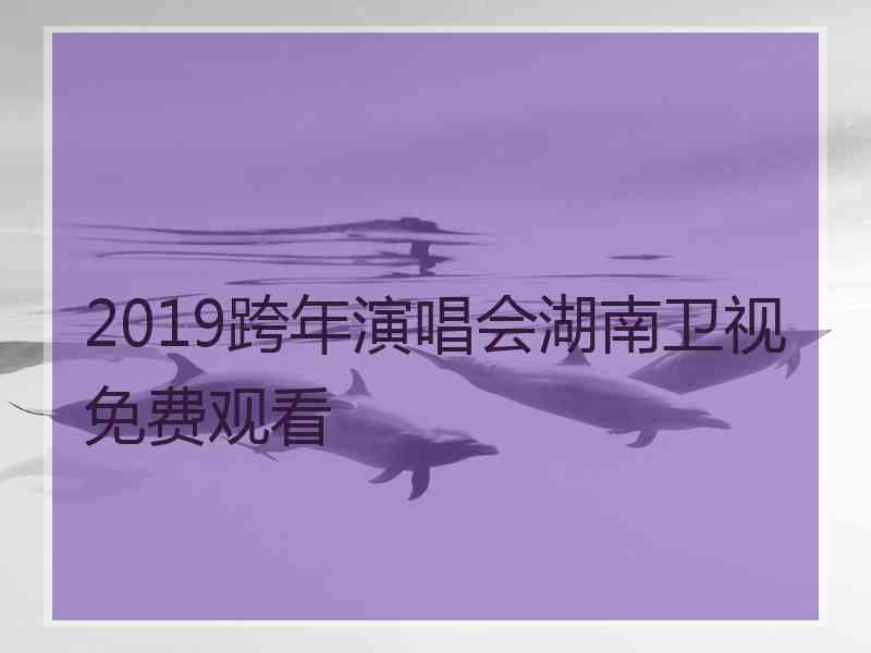 2019跨年演唱会湖南卫视免费观看