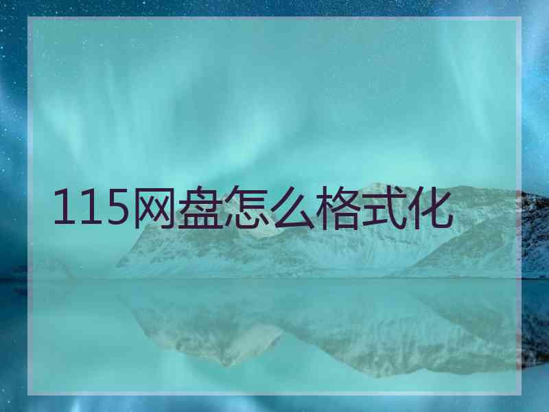 115网盘怎么格式化