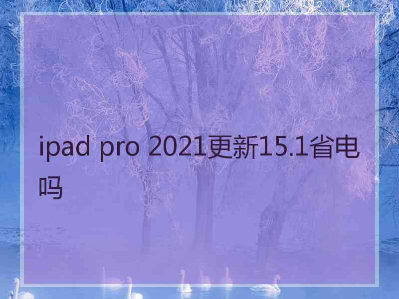 ipad pro 2021更新15.1省电吗