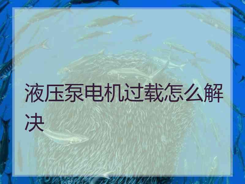 液压泵电机过载怎么解决