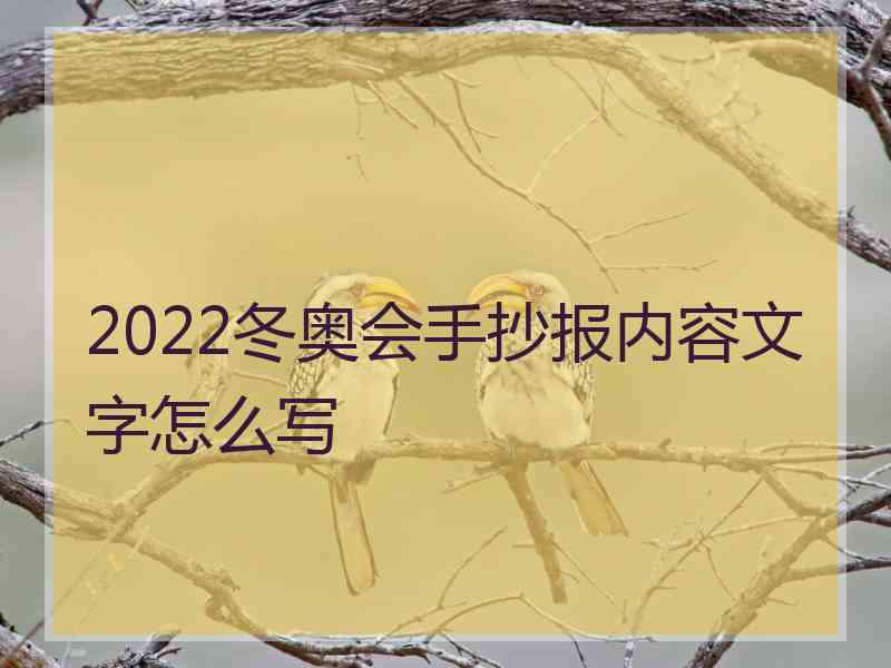 2022冬奥会手抄报内容文字怎么写