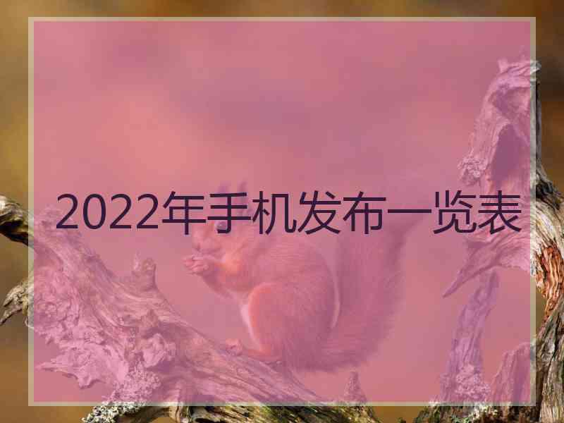 2022年手机发布一览表