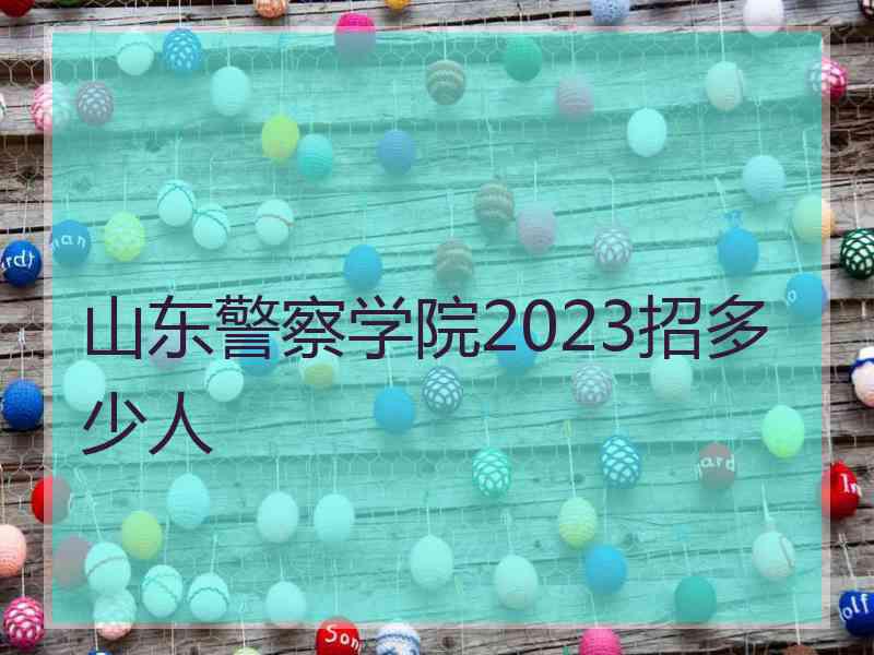 山东警察学院2023招多少人