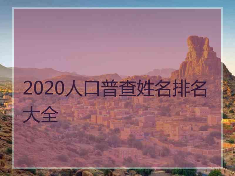 2020人口普查姓名排名大全