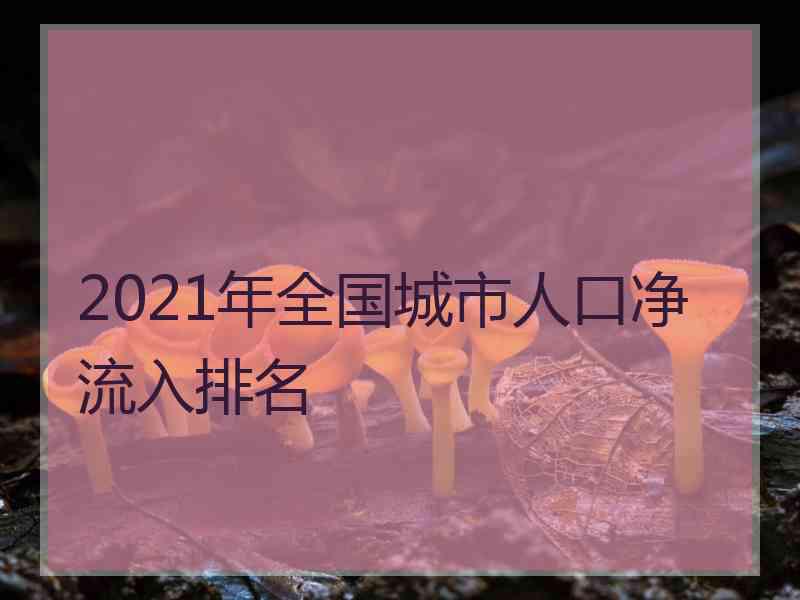 2021年全国城市人口净流入排名