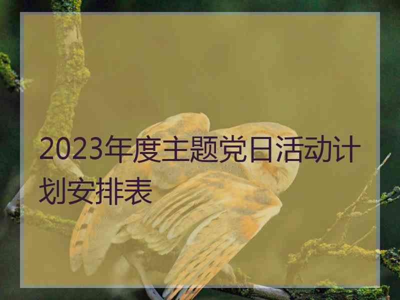 2023年度主题党日活动计划安排表