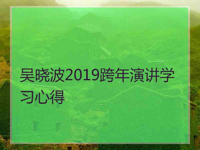 吴晓波2019跨年演讲学习心得