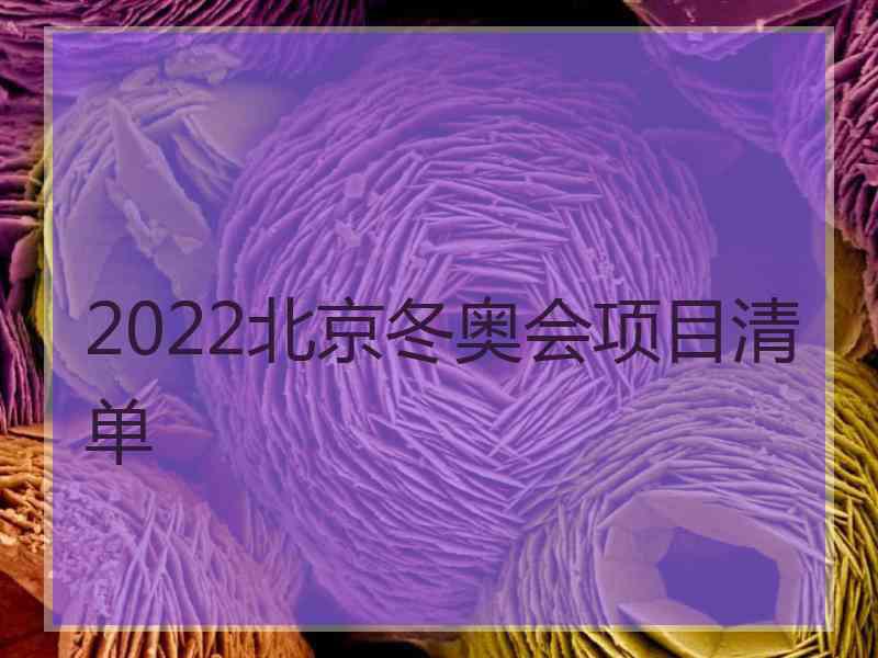 2022北京冬奥会项目清单