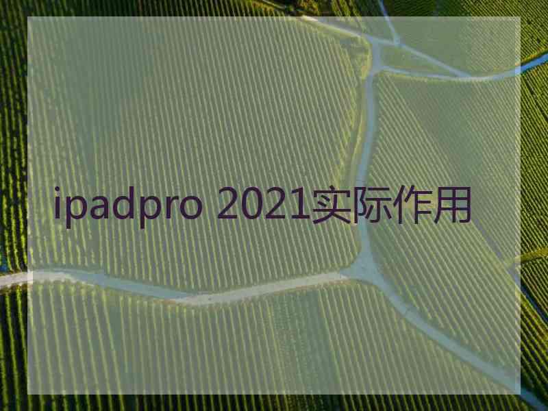 ipadpro 2021实际作用