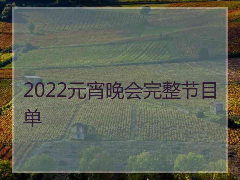 2022元宵晚会完整节目单