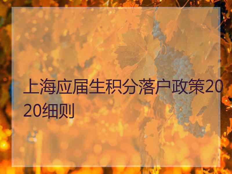 上海应届生积分落户政策2020细则