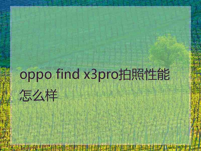 oppo find x3pro拍照性能怎么样