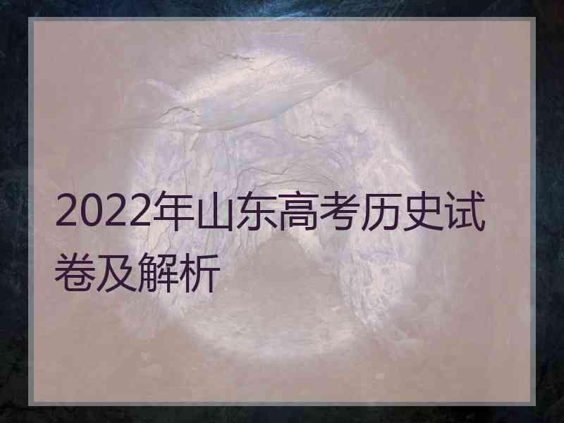 2022年山东高考历史试卷及解析